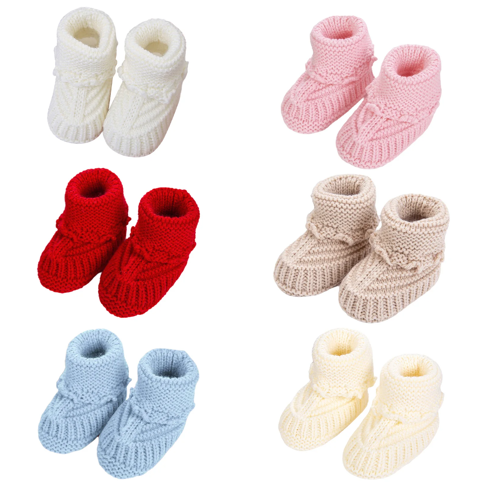 Newborn Baby Boys Girls Warm Knitted Socks Soft Breathable Crochet Walking Sock Shoes for Indoor Outdoor Birthday Photography