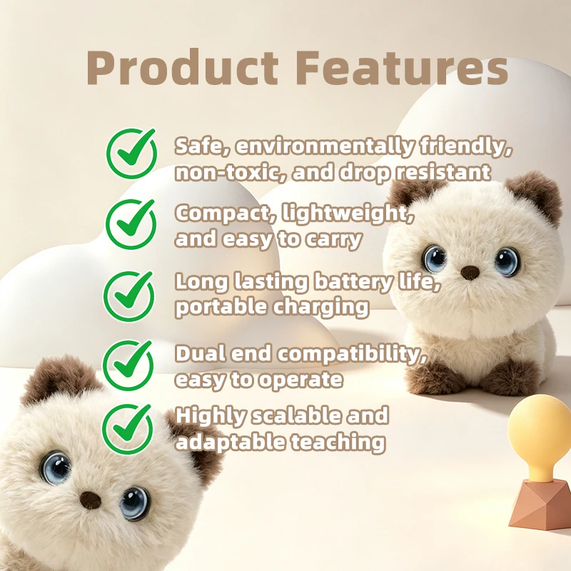 AI Smart Plush Cat Toy Multi‑Language Talking Interactive Doll LED Glowing Eyes Built‑in Gyroscope Emotional Companion Stuffed A