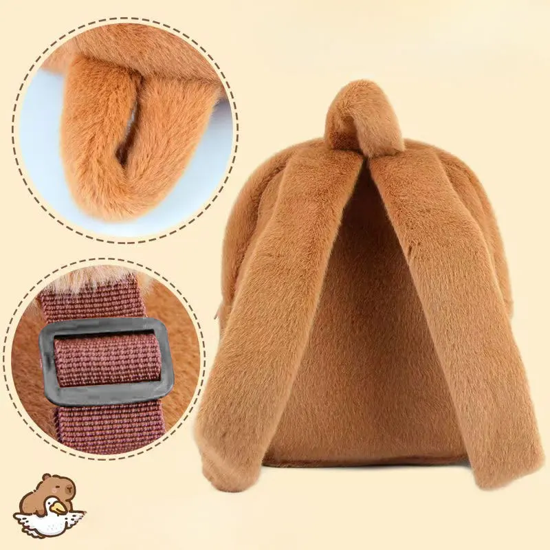 Kawaii Capybara Plüsch Rucksack Große Kapazität Capybara Schultasche Cartoon Orange Tier Umhängetasche Paar Rucksack Tasche Geschenk