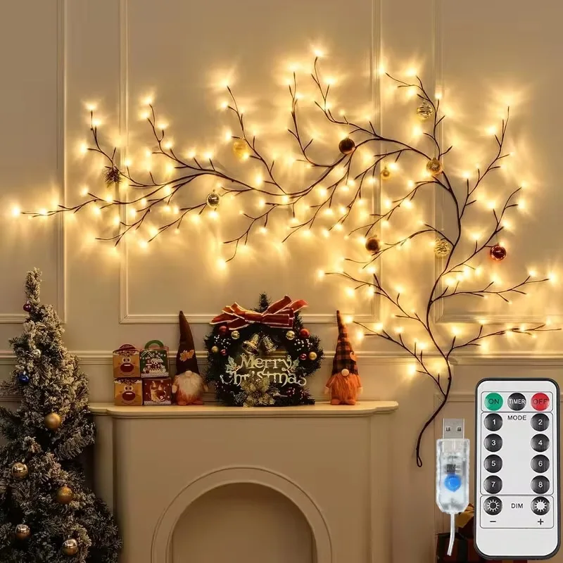 USB Vine String Light 8 Mode With Remote Waterproof LED Flexible DIY Tree Branch Lamp Fairy Light Home Wall Christmas Decoration