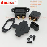 Original Amass XT90E-F Battery Connector XT90E Female Plug Gold-plated XT90 Mountable Connector Black Socket