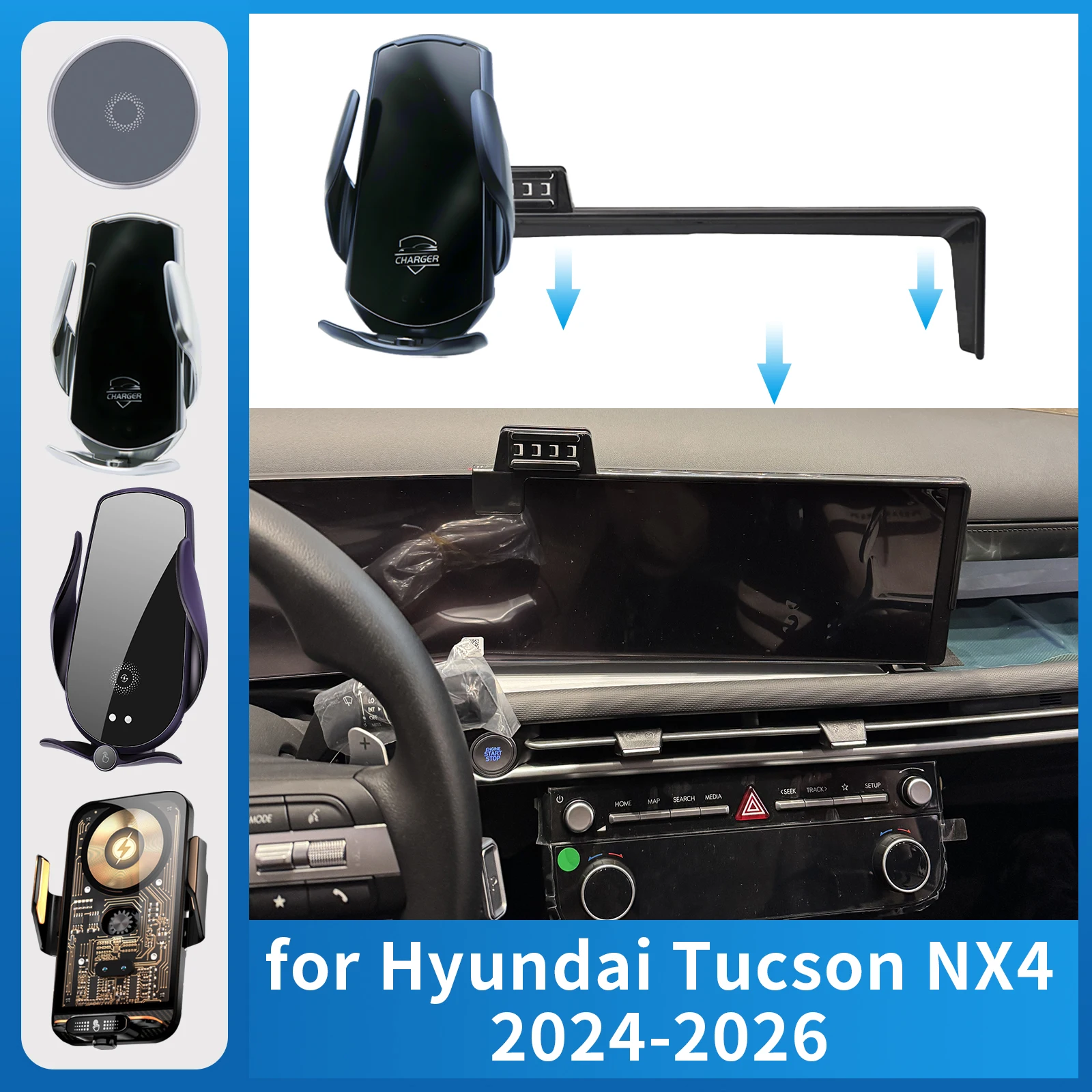 

Car Phone Holder Charging for Hyundai Tucson NX4 2024 2025 2026 Screen Navigation GPS Bracket Base Accessories