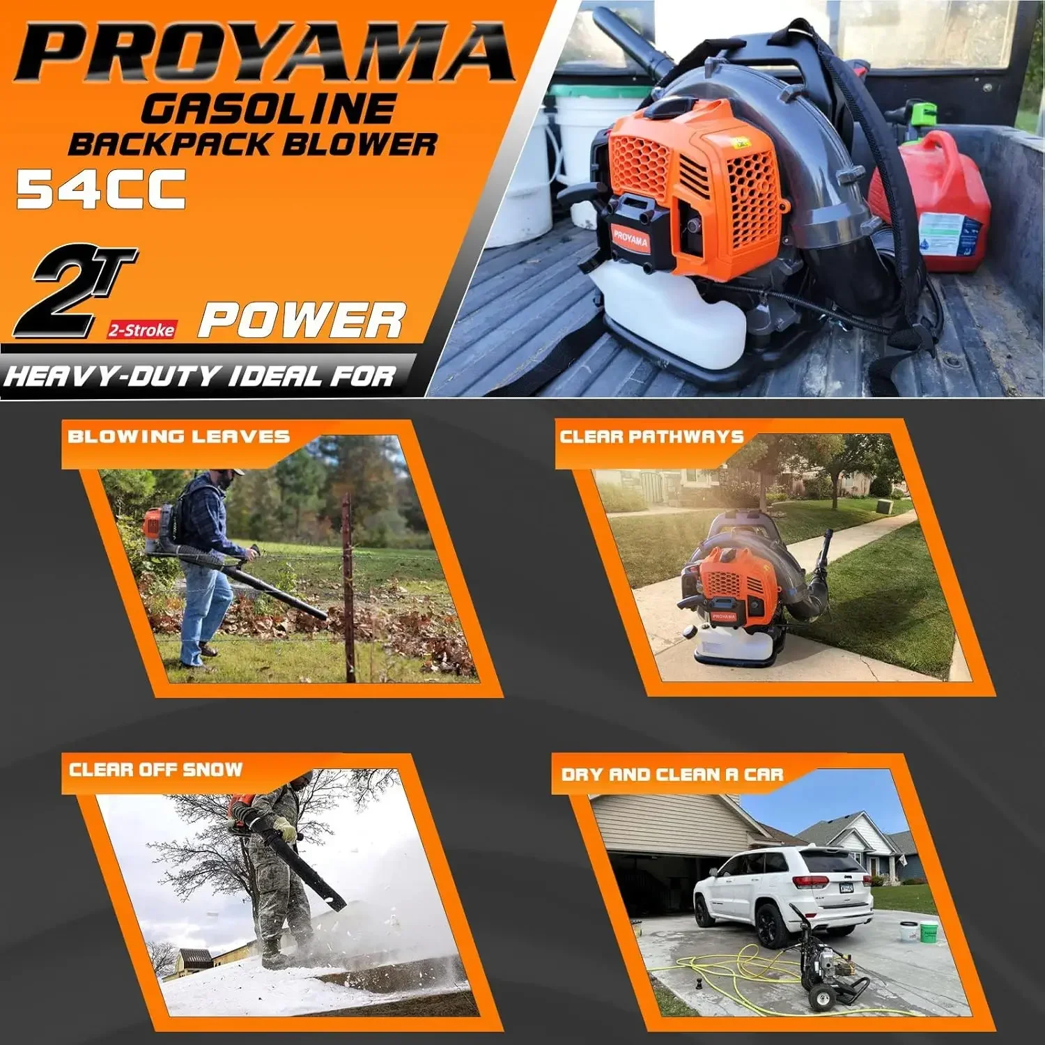 Tools.54CC Gas Powered Backpack Leaf Blower 780CFM 248MPH Extreme Duty 2-Cycle Gasoline Powered Leaf blowers