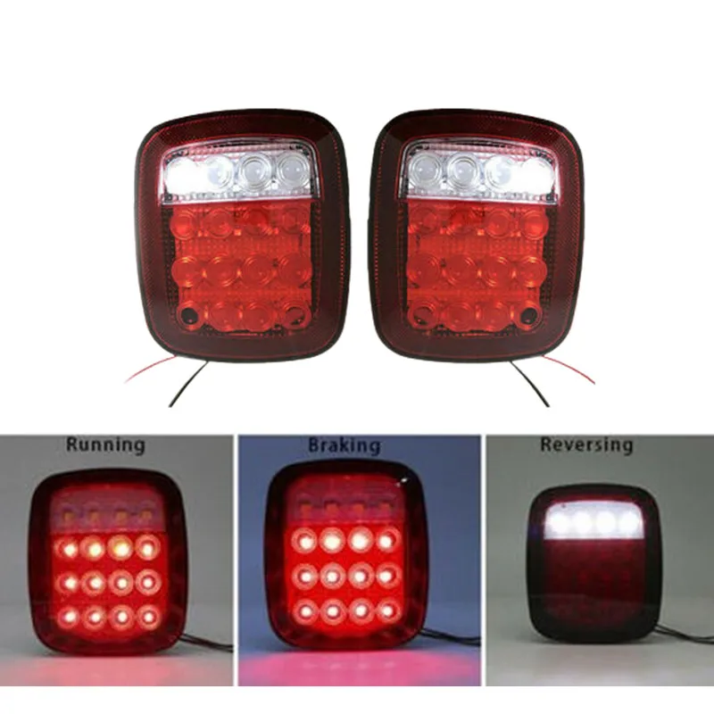 

2Pcs 12V LED Tail Lights For Jeep Wrangler TJ CJ YJ JK Reverse Brake Stop Signal Lights For Truck Trailer Lorry Rear Lamps