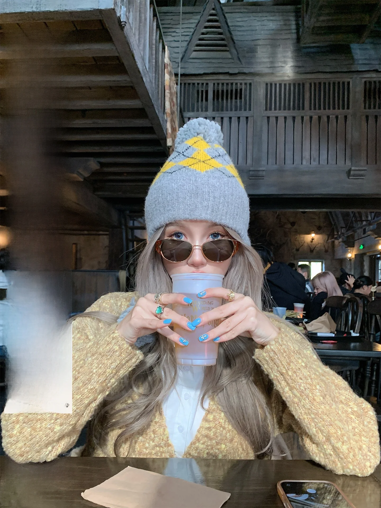 

Mustard Yellow Retro Fake Two-Piece Knit Sweater Loose Women's Sle Autumn Winter Lazy V-Ne Long Sve Regular Length