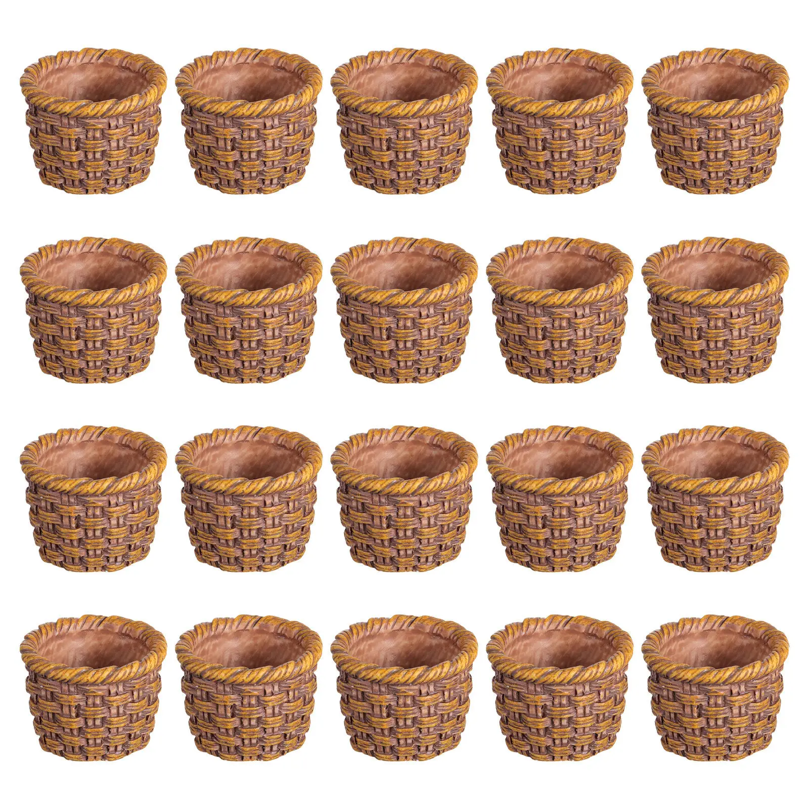 

20Pcs Miniature Resin Rattan Baskets Mini Woven Storage for Dollhouse Display Mini Storage Basket for Miniature House
