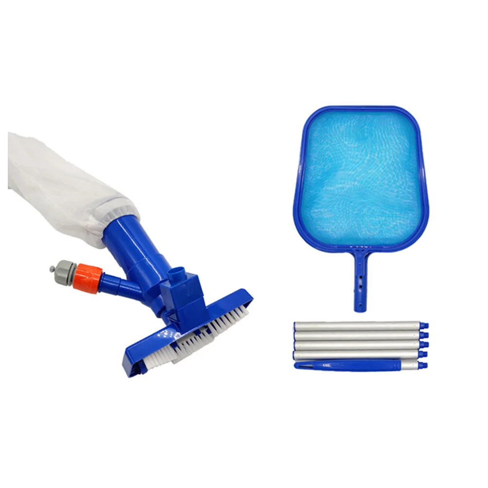 1 Set Durable Swimming Cleaning Tool Set Blue Vacuum Suction Dirt Collector Net For Pool Pond Surface Bottom Debris Removal