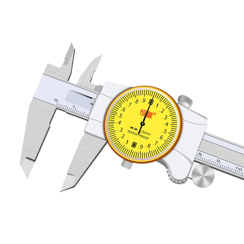 

Высокоточные штангенциркули из нержавеющей стали 0,02 мм с желтым циферблатом, пластиковый штангенциркуль, часы, измерение внутреннего и наружного диаметра