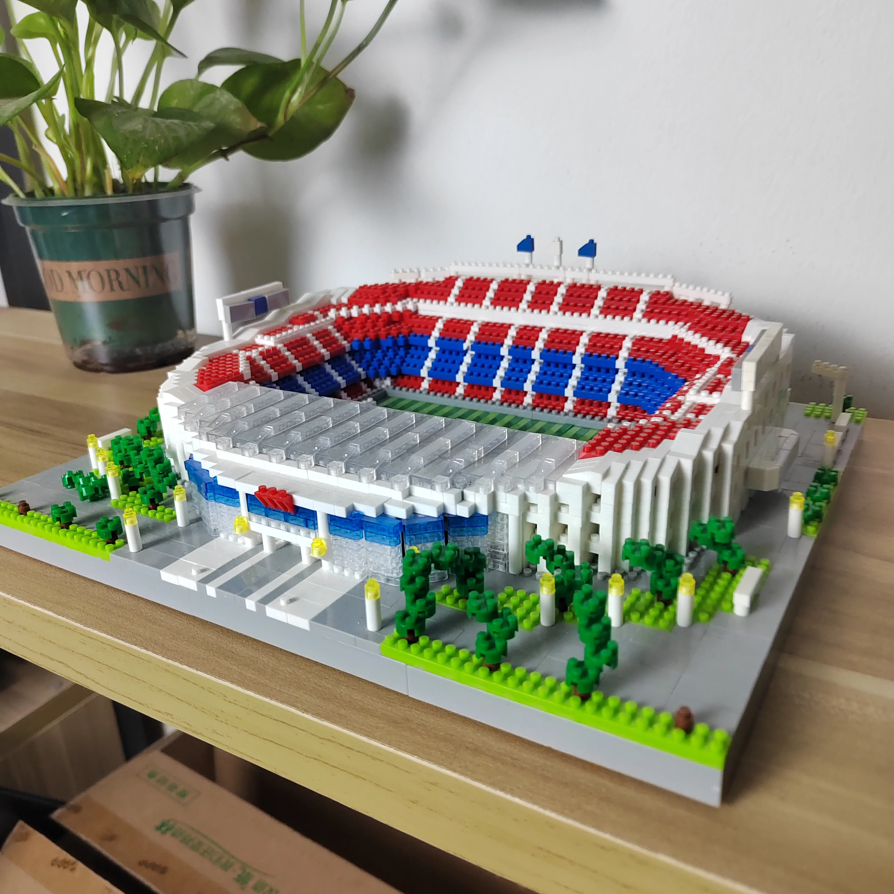 Football Stadium Building Block Set in bag - 3D Model Toys, Sports-Themed Home Decor, Educational Assembly Bricks Kit for Gift