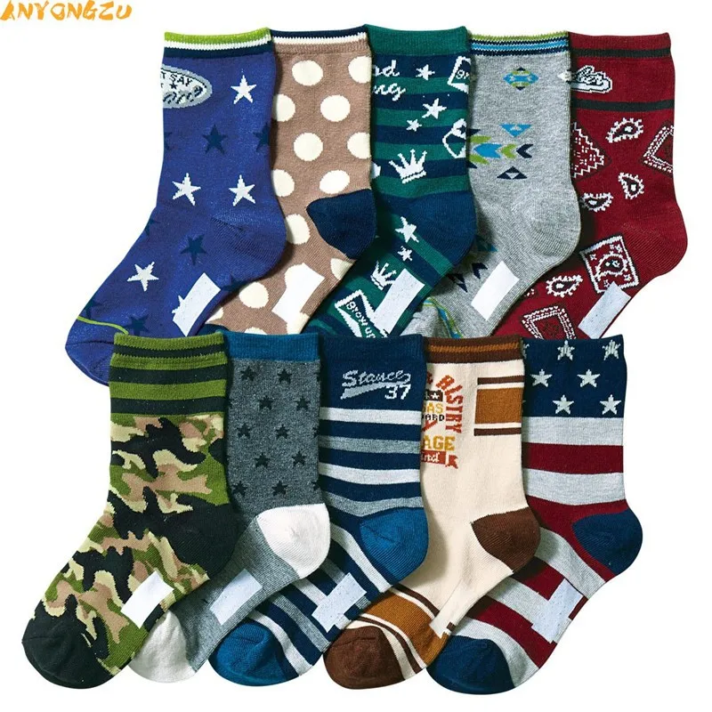 

10pair/lot Children Socks Autumn Letters Street Sports Style Personality Kids Boy Girls Cartoon Kids Tube Socks 15-19cm 4-6t