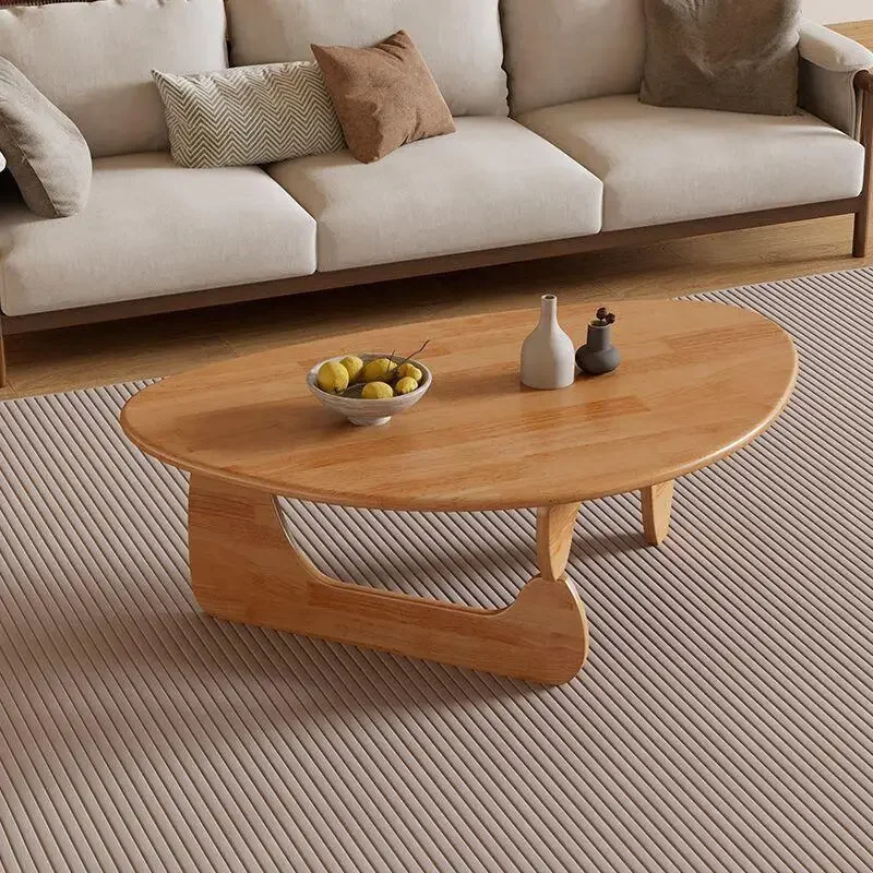 

Nordic Minimalist Solid Wood Irregular Coffee Table – Small Apartment Tatami Low Tea Table with Curved Edges, Living Room Spac