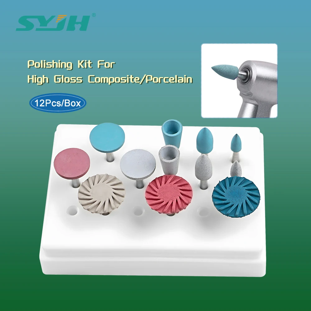 

12Pcs/box Dental RA Rubber Resin Polishing Wheel Composite Resin Grinding and Polishing Set Spiral Polishing Wheel Dentist Tool