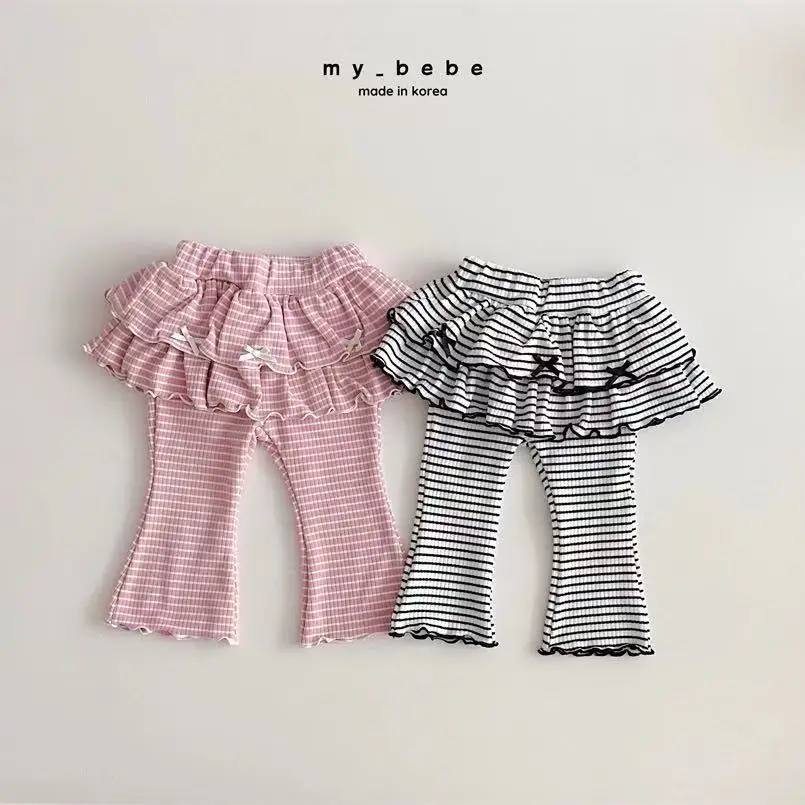 2026 ربيع جديد طفلة مخطط الملابس ملابس الاطفال الفتيات طويلة الأكمام القوس القمم + السراويل 2 قطعة دعوى طفل فتاة ملابس قطنية #6