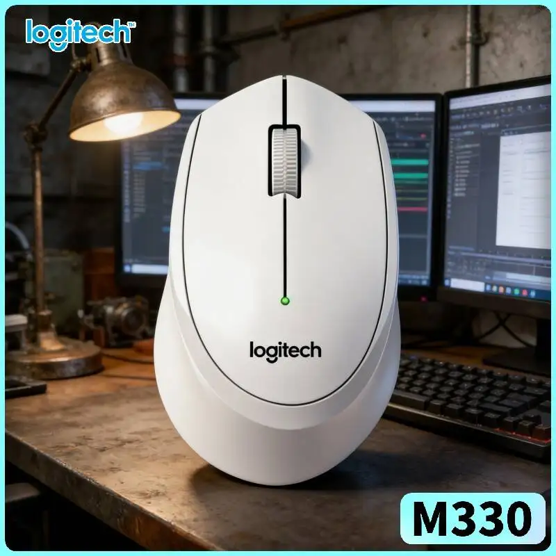 Logitech M330 Wireless Mouse 2.4GHz Silent Clicks Ergonomic Design Thick Frame for PC Mac Laptop Home Office Tray