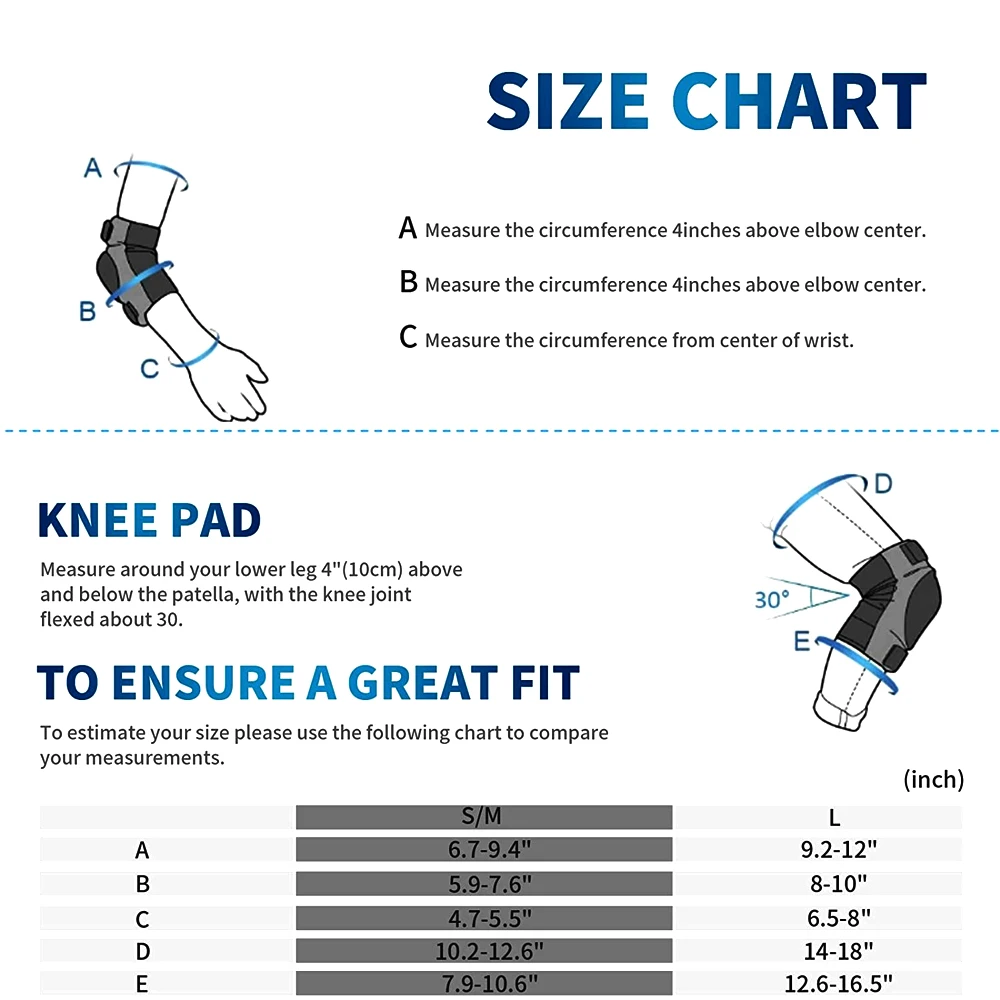 6Pcs Kids Youth Sports Protective Gear Set Knee Elbow Wrist Pads for Roller Skates Cycling Bike Skateboard Inline Riding