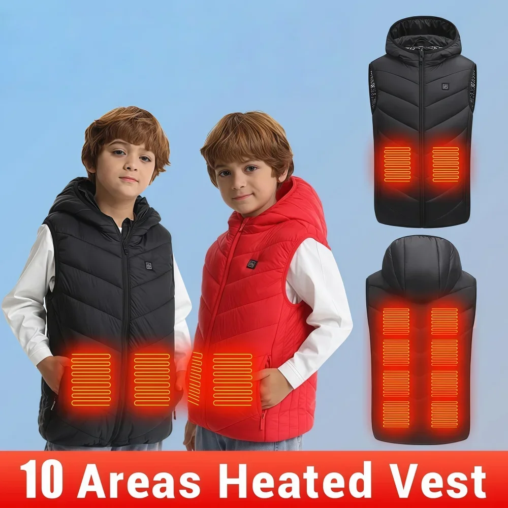 Camping Thermal Winter Warm Jacket for Kids USB Inner Heat Vest Vest 10 Areas Heated Vest Electric Heated Jackets Children For