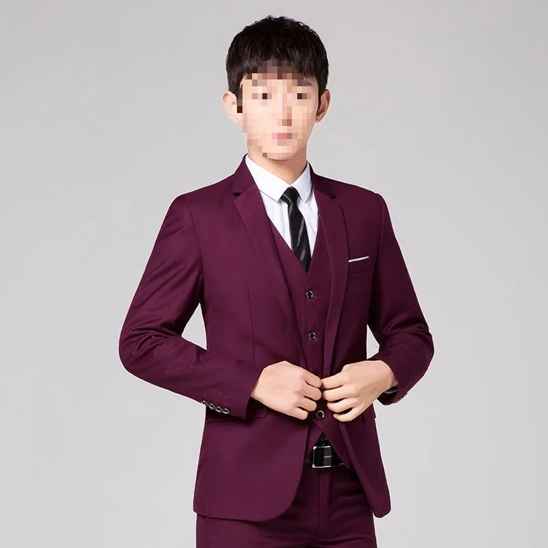 

HH22Men's suit three-piece casual small suit vest Korean style slim fit best man group groom wedding dress men