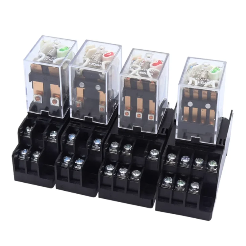 

HH54PL DC12V DC24V DC48V AC110V/220V/380V Coil 4PDT 14Pin 35mm DIN Rail Electromagnetic Power Relay 5 Pcs