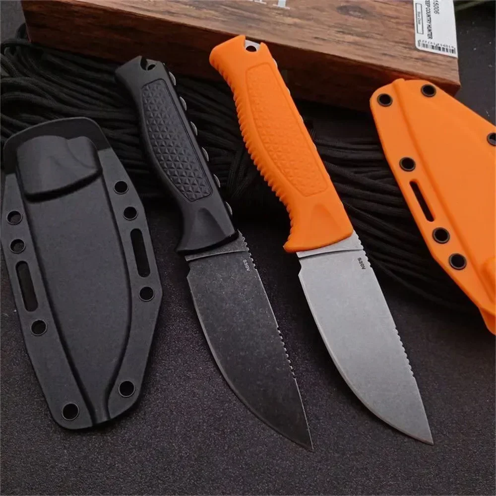 Black/Orange BM 15006 Portable Fixed Blade Knife CPM-S30V Blade Nylon Glass Fiber Santoprene Handle Outdoor Tactical Knives