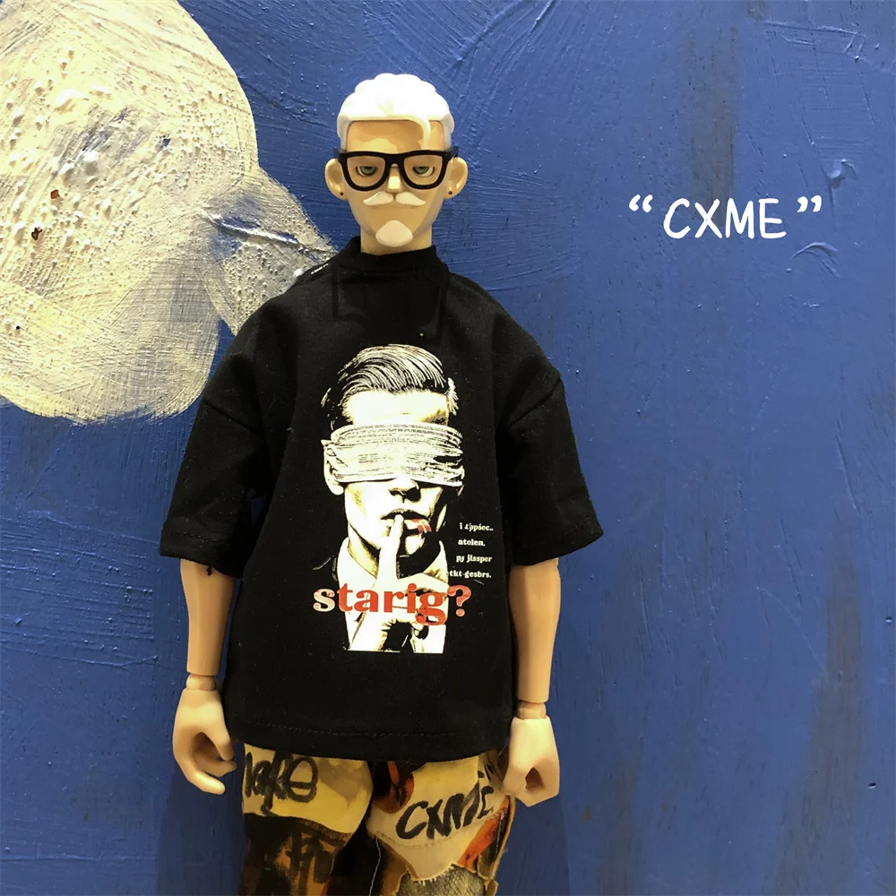 T-shirt ample et décontracté pour hommes, échelle 1/6, mode Hip Hop imprimé, surdimensionné, manches courtes, hauts pour jouets modèles de figurine d'action 12 pouces