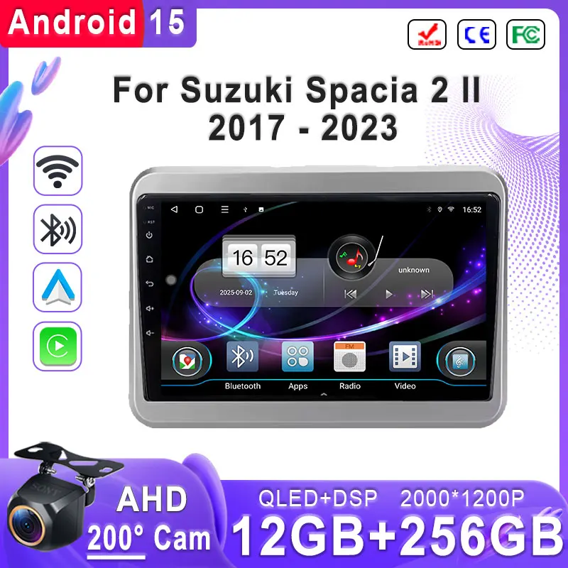 

For Suzuki Spacia 2 II 2017 - 2023 Android 15 2K Incell Screen Multimedia Car GPS Navigation High-performance wifi Multimedia