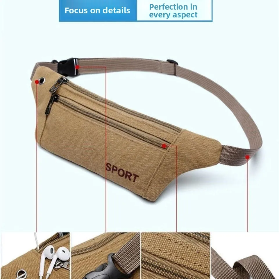 Casual Multifunctional Men's Waist Bag Lightweight Outdoor Sports Bag for Working Mobile Phone Bag Leather Sling Bag