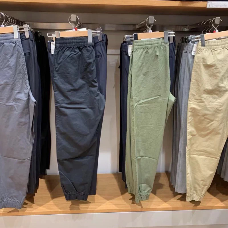 

Модные хлопковые повседневные брюки с эластичной резинкой на талии для мужчин, свободные прямые брюки, летние брюки для отдыха, молодежные и активные брюки