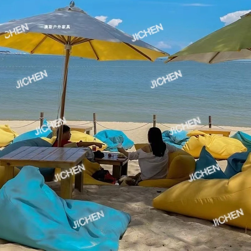 

Oxford Cloth Triangular Sofa, Waterproof and Sunscreen Beach Lazy Sofa, Bar Outdoor Fabric Sofa