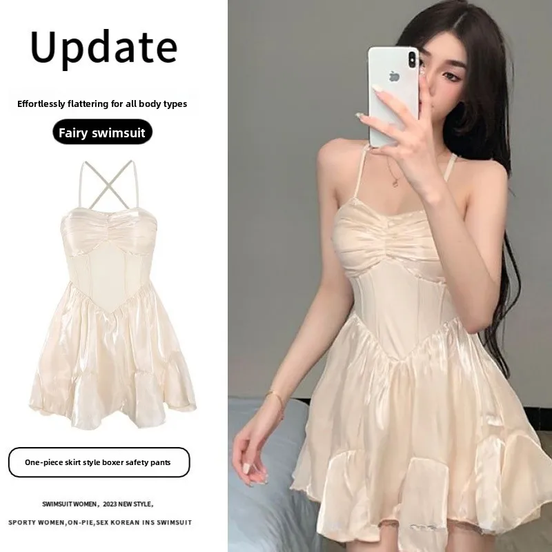 

Women's Conservative Tummy-Control Swimsuit-High-End Slim-Fitting Bathing Suit Elegant Design for Hot Spring Vacation & Swimming