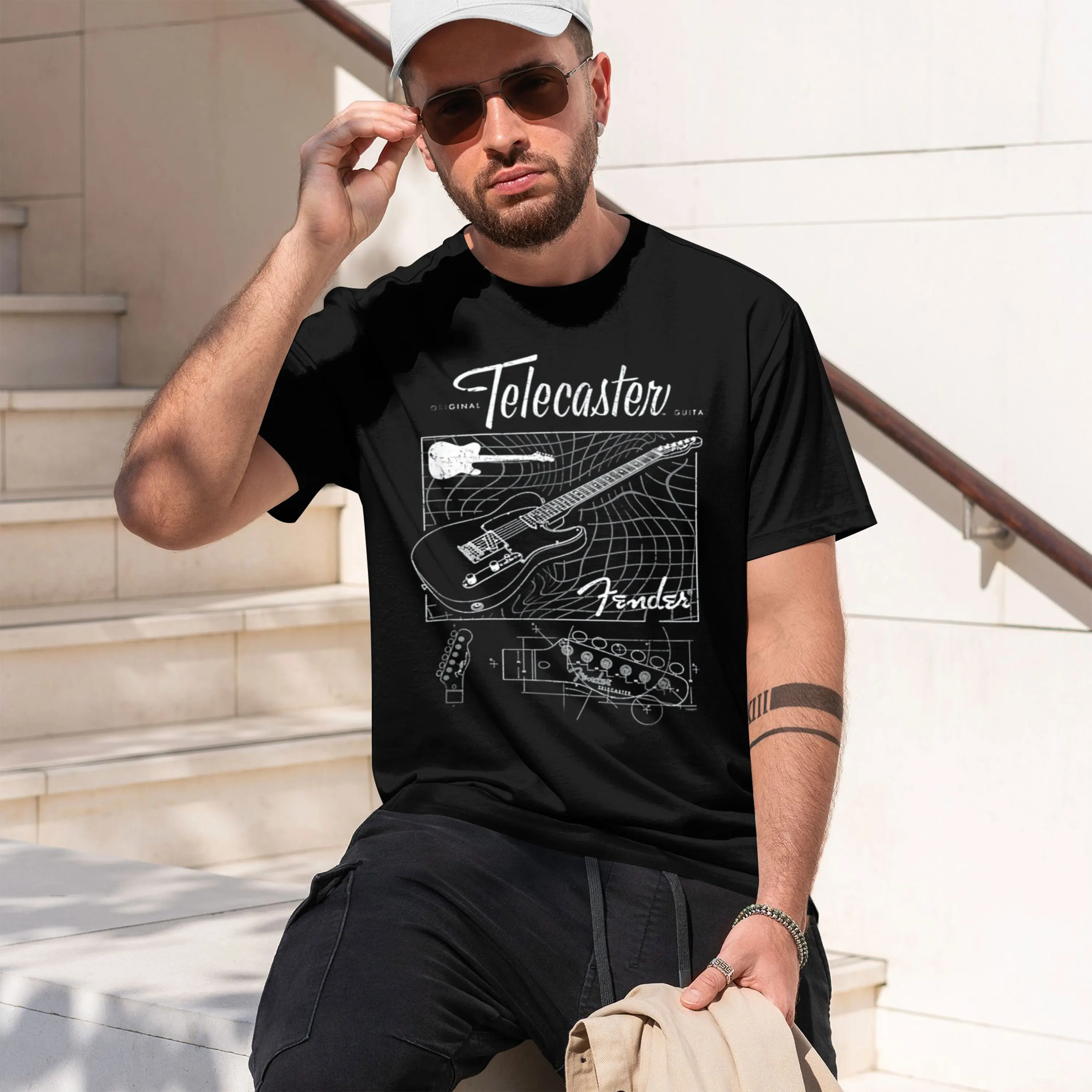 The Original Telecaster Guitar Semat Poster Graph Tee T-Shirt Summer short-sved breathable sweat-wking versatile fashion T-shirt