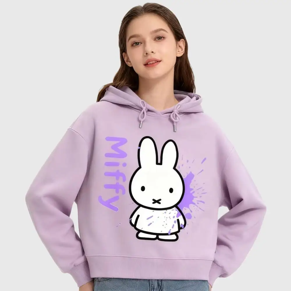 

Новый пуловер с капюшоном Miffy, повседневная и удобная хлопковая модная спортивная одежда с длинными рукавами и принтом в стиле каваи с героями мультфильмов