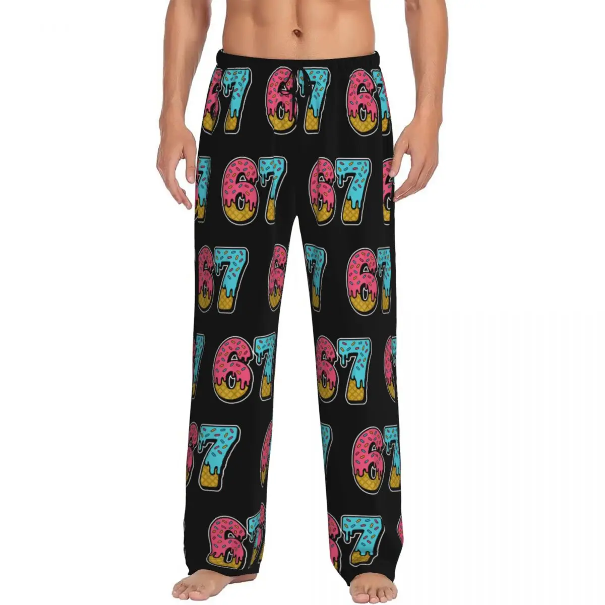 

Custom Printed 67 Six Seven Brainrot Pajama Pants Men's Ice Cream Sleep Sleepwear Bottoms with Pockets