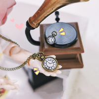 Dollhouse Simulation Vintage Pocket Watch with Chain Dollhouse Mini Retro Decoration Doll House Accessories Kid Pretend Play Toy