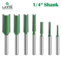 LAVIE 1pc 1/4mm Shank Straight Bit Tungsten Carbide Double Flute Router Bits Milling Cutter For Wood Woodwork Tool C07-002