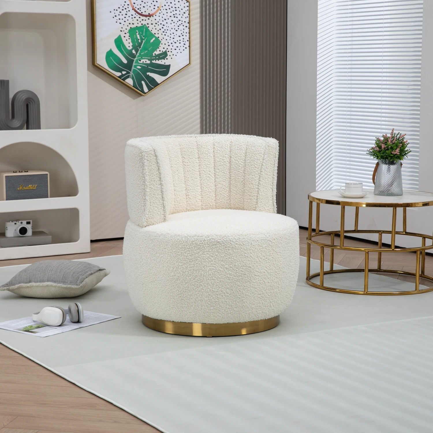 

360 Degree Swivel Cuddle Barrel Accent Sofa Chairs, Wide Upholstered Velvet Armchairs for Living Room, Bedroom, Office