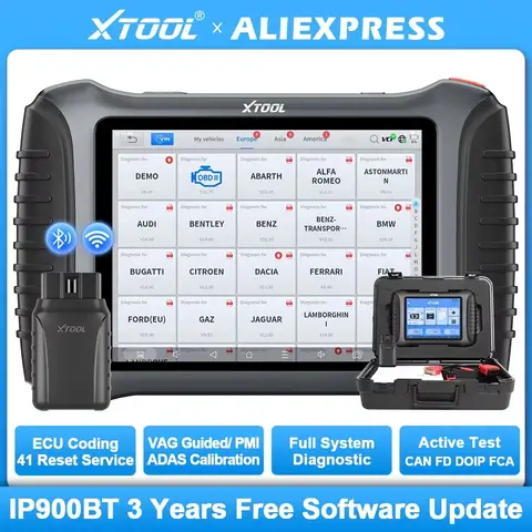 XTOOL IP900BT Bluetooth Automotive Scanner PK D8W Auto Diagnostic Tools ECU Coding Bidirectional Scan CAN FD DoIP FCA 41+ Reset