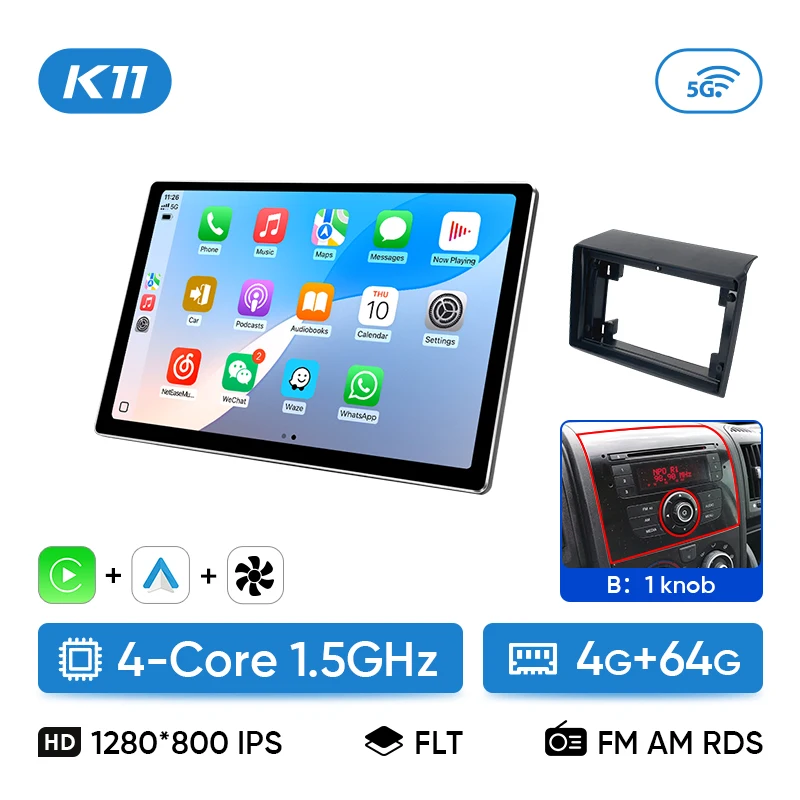 Ainavi 11,8 inch autoradio voor Fiat Ducato, Citroën Jumper, Peugeot Boxer, Dodge Ram 2500, multimedia, draadloze CarPlay, Android Auto