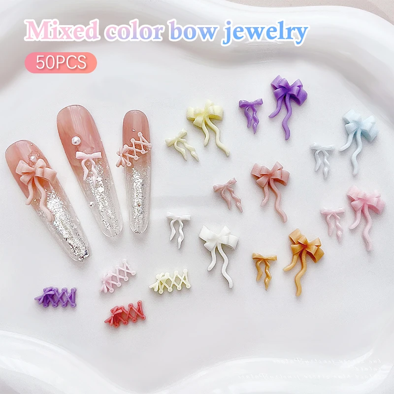 50 قطعة معكرون صغير اللون الانحناء مسمار الفن زينة ثلاثية الأبعاد الحلو الحد الأدنى العلاقات الراتنج مسمار السحر DIY بها بنفسك القرط مستلزمات الأظافر #4