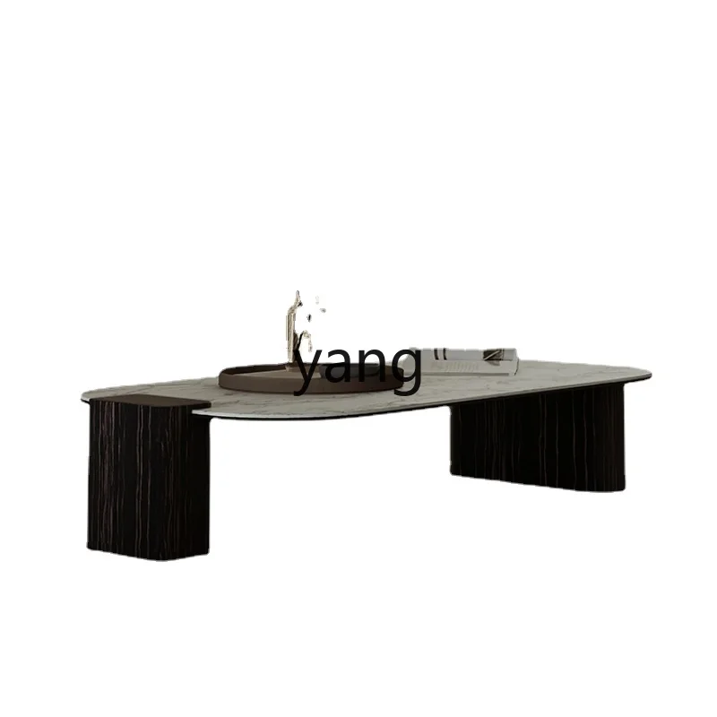 Yjq Silent Style Square Stone Plate Tea Table Simple Modern Art High Sense Ebony Skin Tea Table