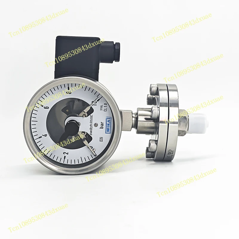 Threaded Flange Connection DN25 DN50 316L Lined with PTFE Stainless Steel Diaphragm Pressure Gauge