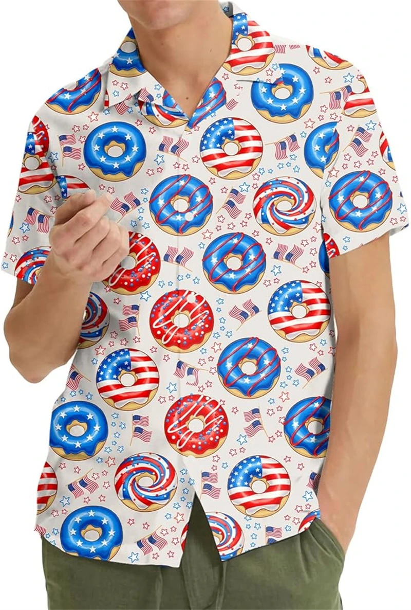 Hawaiian Graphic Shirts For Men Clothes Fashion Trendy Beach Shirt Summer Oversize Short Sleeve Lapel Blouse Casual Aloha Shirts
