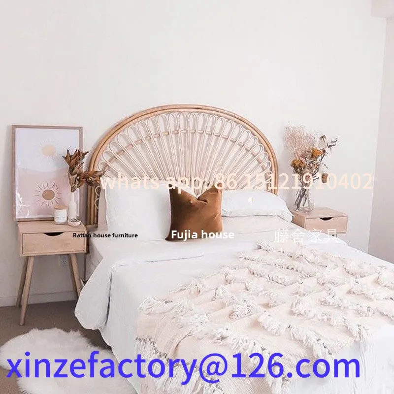Aanpasbaar Scandinavisch rotan kunst rotan hotelbed en ontbijt hoofdeinde scherm creatieve ins