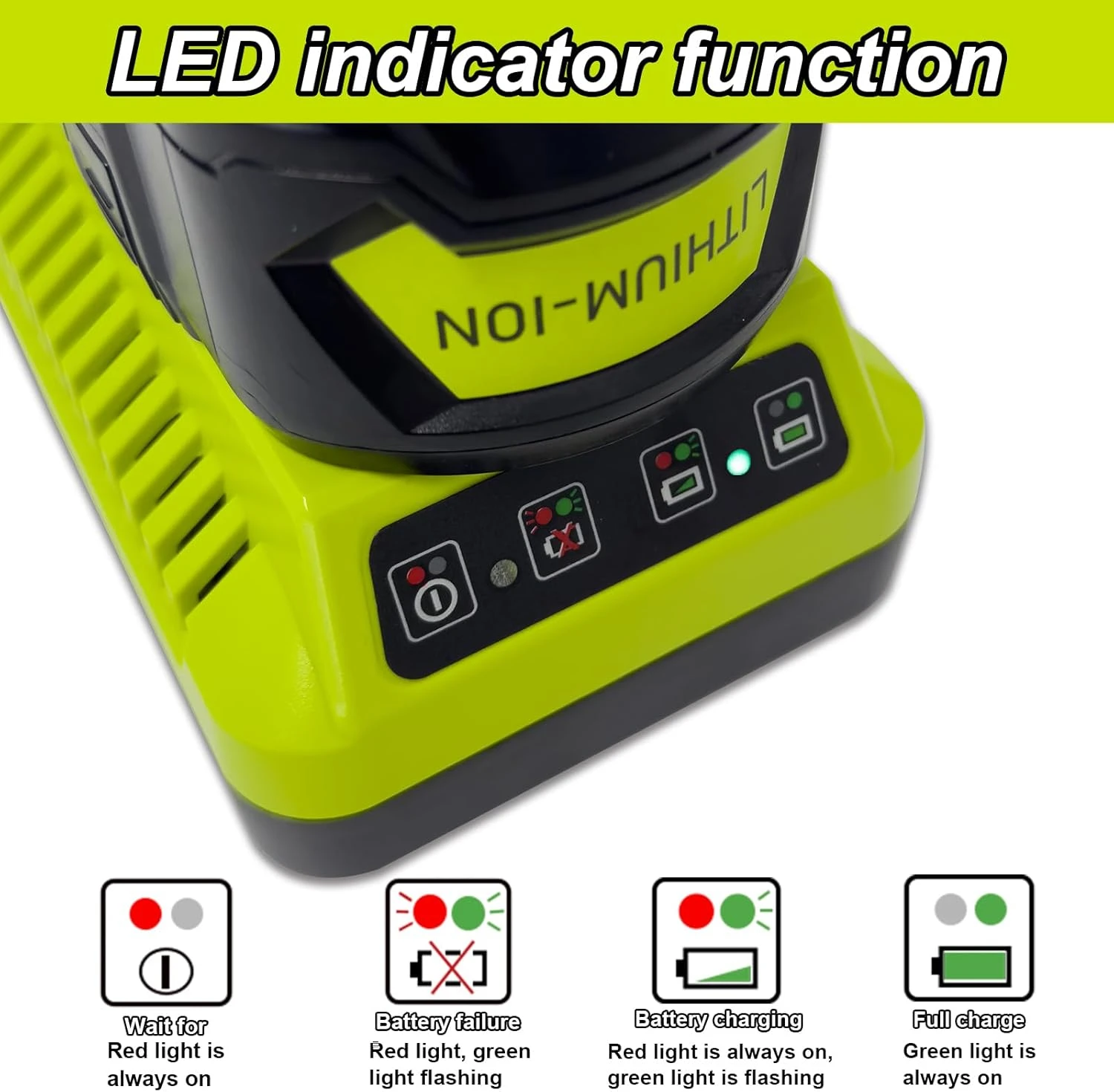 P117 18-Volt Rapid Charger Replace for Ryobi 12V-18V Battery One Plus Lithium-Ion/NiCad/NiMh Battery With US/EU/UK/AU Plug