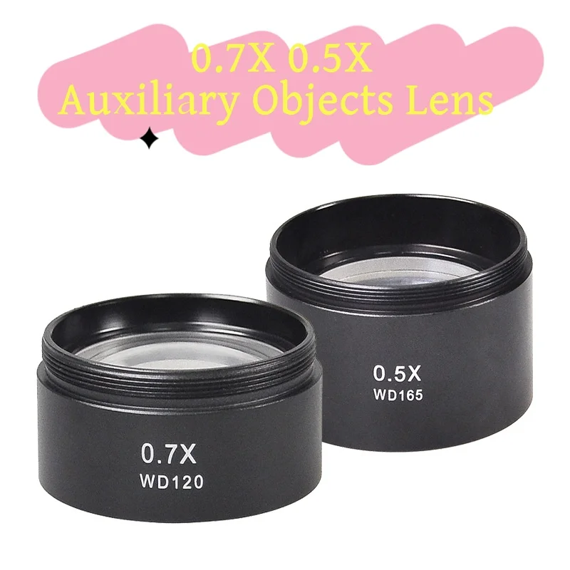 SIKO Microscope Auxiliary Objective Lens 0.5X WD165mm 48mm Thread Stereo Zoom Barlow Lens for Microscope Camera Soldering Repair