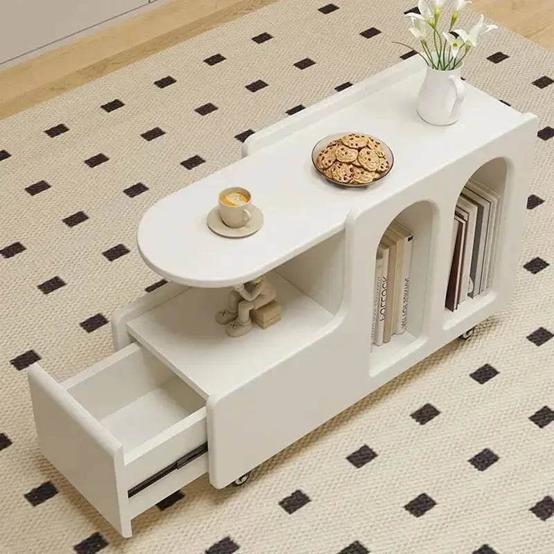 

Modern Design Side Table Italian Nordic Wheels Minimalist Coffee Table White Hallway Mesa Auxiliar Salon Decoration Accessories
