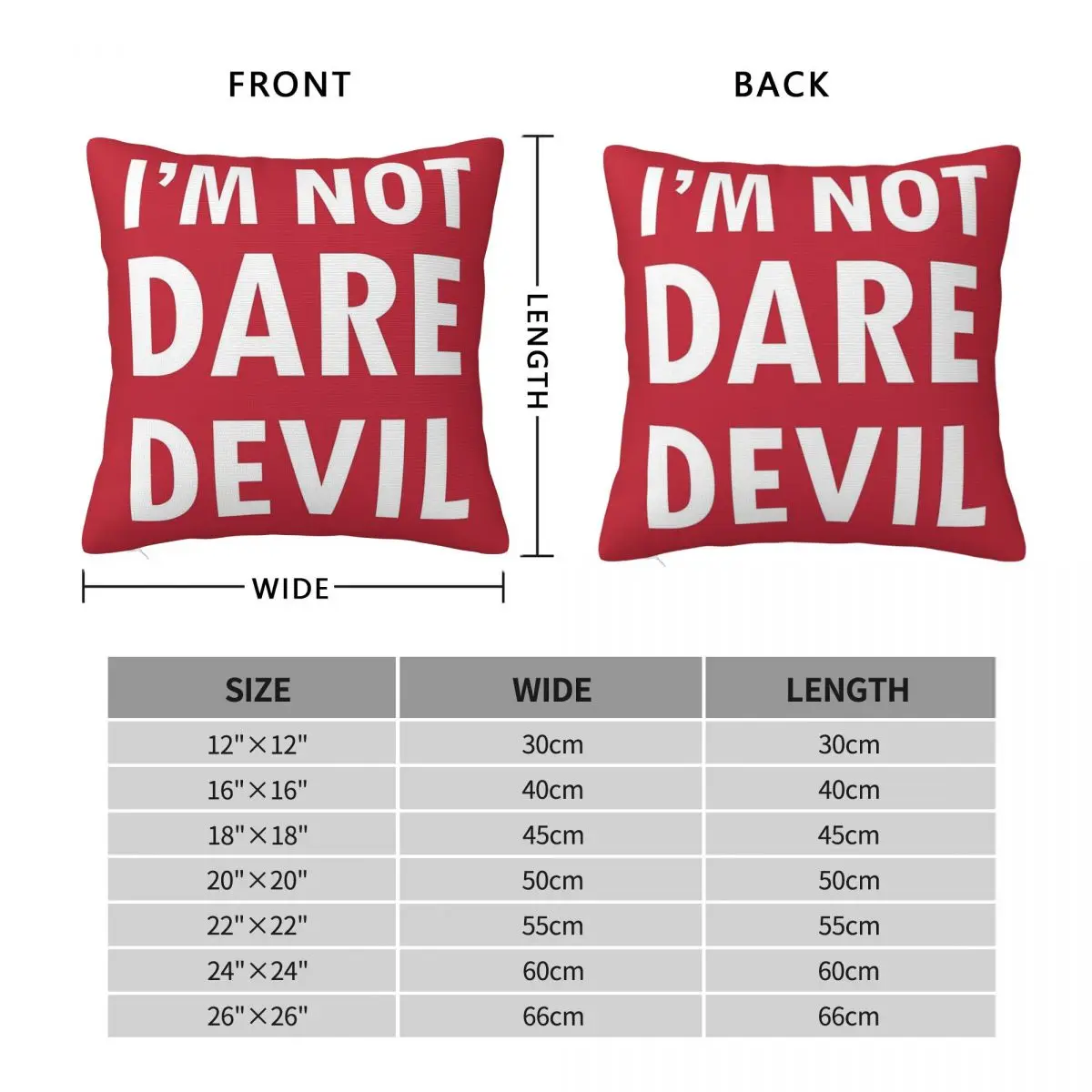 I'm Not Dare Devil Square Pillowcase Pillow Cover Polyester Cushion Zip Decorative Comfort Throw Pillow for Home Car