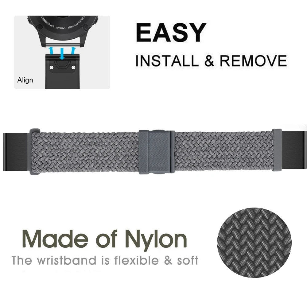 Correa de nailon de liberación rápida para reloj Garmin Fenix, pulsera de hebilla magnética, Easyfit, 7, 7X, 6, 6X Pro, 5, 5X Plus, 22, 26mm