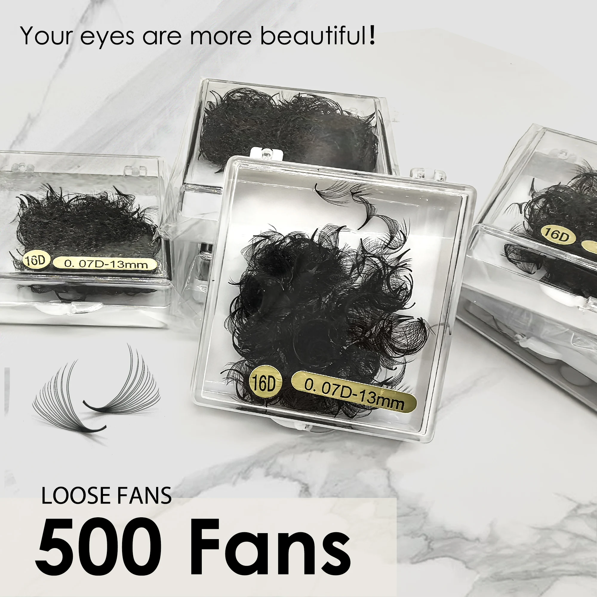 Tbestt 16D 20D Premade Volume Big Fans Individual Volume Lashes Pointy Base Stem Eyelash Extensions Natural Soft Loose Fans