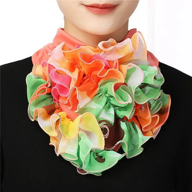 Cuello falso fino de primavera y otoño, protección de madera para el cuello, manga de cobertura para las orejas, decoración Floral, flores, línea de