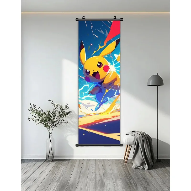 أنيمي الفم بوكيمون أنيمي بوستر بيكاتشو رايكوزا جاردينفير السنجاب المطبوعة الرجعية التمرير اللوحة جدار الفن الديكور